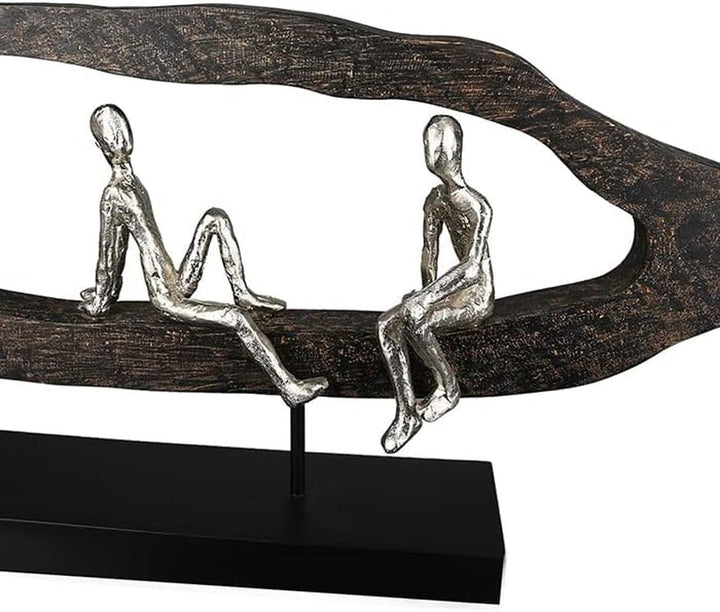 Casablanca design modern GILDE Deco Sculptura Figura - Best Friends - Hang Out Argint, lemn/aluminiu - lățime 75 cm Statuete si sculpturi Naty Shop