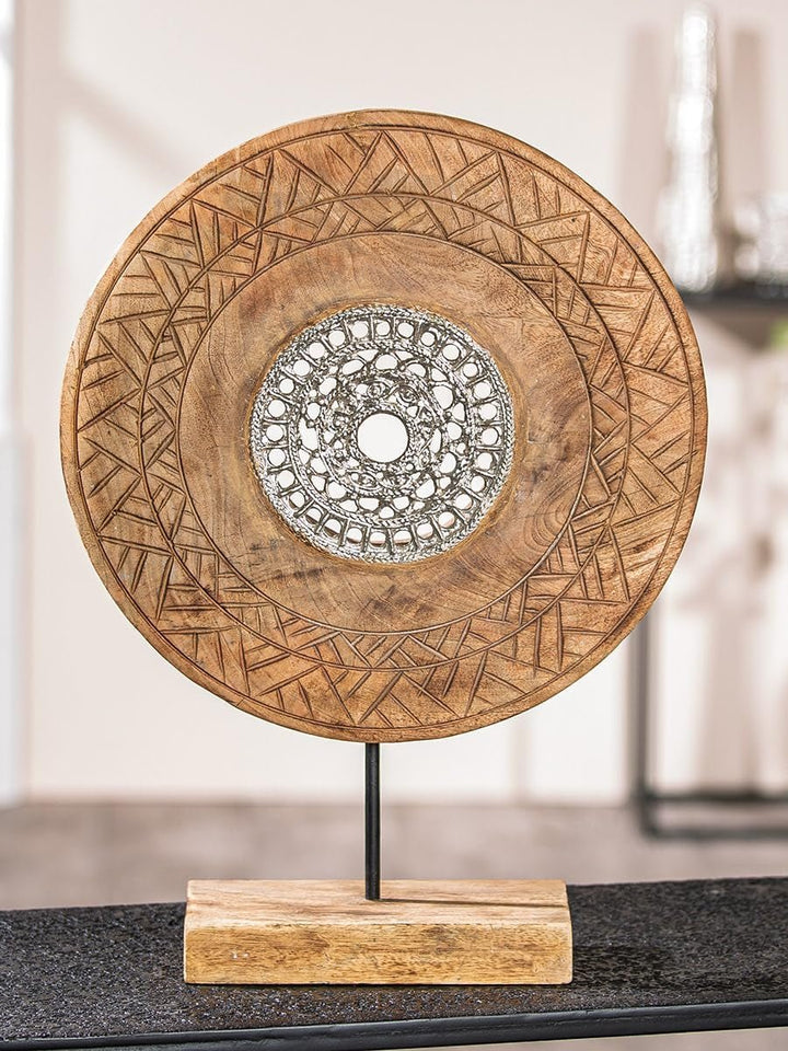 Casablanca sculptură decorativă mare - sculptură rotundă din lemn de aluminiu culoare: argintiu natural - decorare cameră de zi cadou aniversare înălțime 46 cm Statuete si sculpturi Naty Shop Culori naturale Înălțime 46 cm