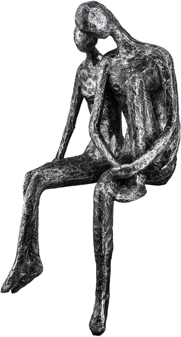 Casablanca Sculptură - Figurină decorativă Cuplu - Poliresină - Culoare: argint antic Înălțime 25 cm Statuete si sculpturi Naty Shop