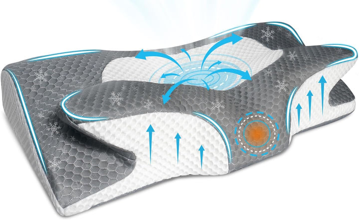 IDEA Pillow Pernă din spumă de memorie, pernă ergonomică Pernă ortopedică Durere de gât, pernă de dormit pentru dureri laterale de spate și abdominale, pernă pentru gât Pernă anti sforăit pentru adulți Perne ortopedice cervicale Naty Shop