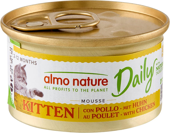 Almo Nature Daily - Hrană umedă completă pentru pisici pisoi - Mousse cu pui. 24 cutii À 85 G.