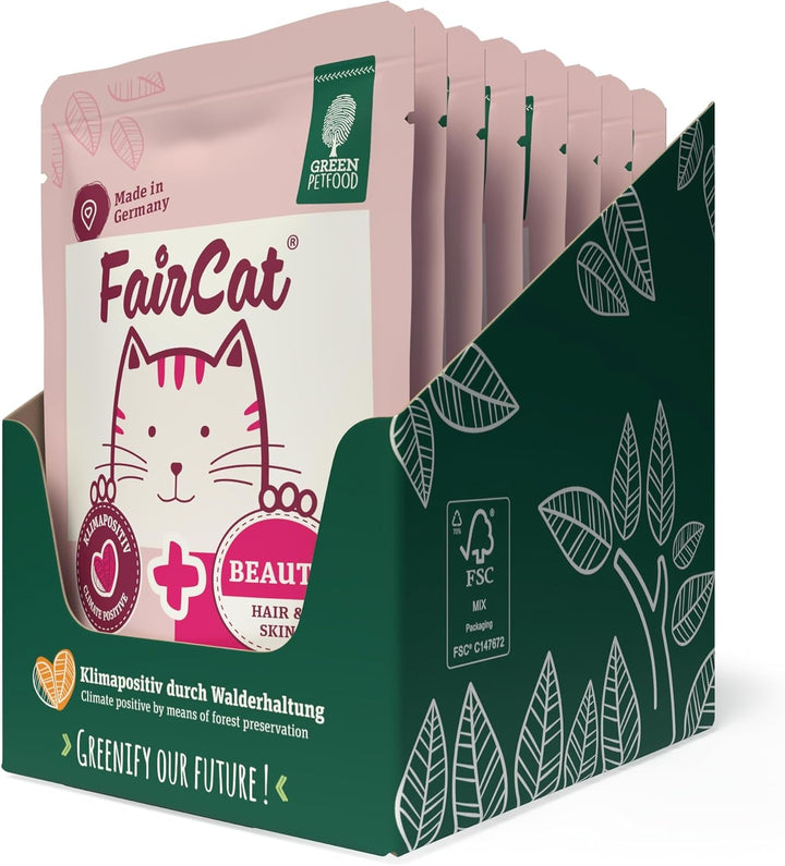 Green Petfood Faircat Multipack (6 X 85 G) | Adult | Hrană umedă premium pentru pisici adulte | 6 arome delicioase diferite în Multipack | Fără cereale | Hrană umedă pentru pisici | 6Pack