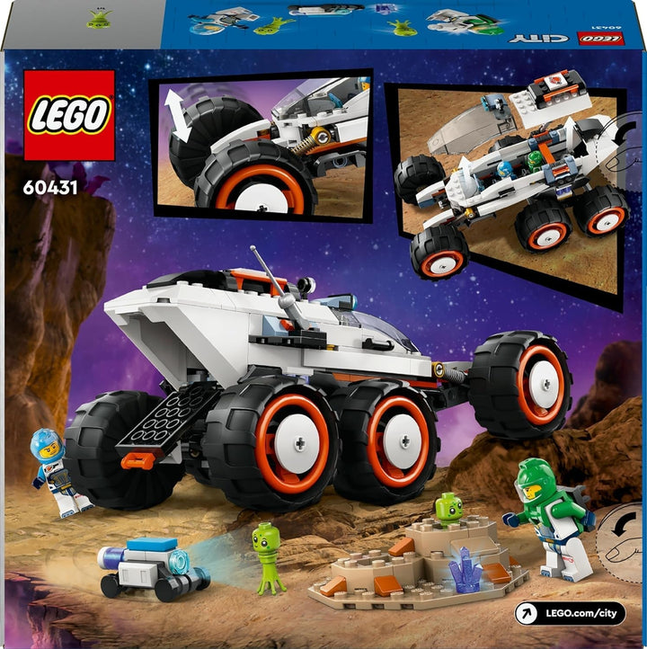 LEGO City Space Rover cu extratereștri, set de mașină cu figurine robot și extratereștri, cadou de ziua de naștere pentru băieți și fete de la 6 ani, cu 2 minifigurine și un set de planete 60431 Seturi de constructie Besuche den LEGO-Store