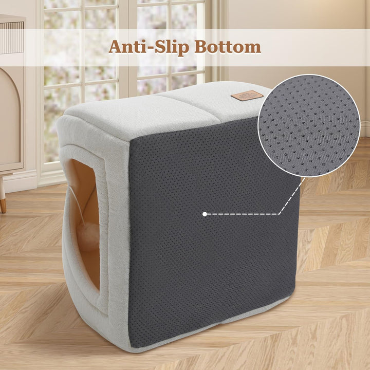 Peșteră pentru pisici PAWZ Road cu pernă lavabilă, pat pentru câini mici, căsuță pentru animale mici, loc de dormit pentru pisici, căsuță de interior pentru pisici, bej, 40 x 40 x 40 cm