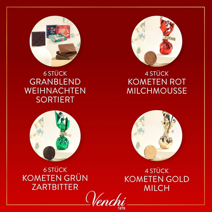 Venchi, Colecție de Crăciun - Cutie cadou cu ciocolată asortată Bomboane de Ciocolata Naty Shop