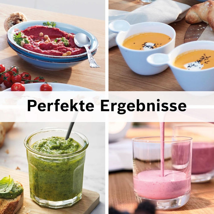 Bosch Standmixer Vitapower Serie 4 MMB6177S, Edelstahl-Klingen Made in Germany, 1,5L Thermosafe Glasbehälter, 0,6L To-Go-Flasche, Stopfer, Universalzerkleinerer, 30,000 U/Min, 1200 W, Silber Bucatarie Naty Shop