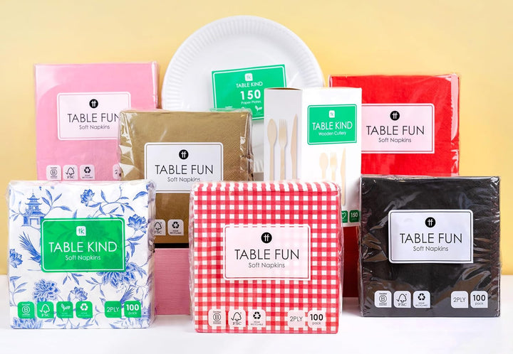 Talking Tables 100 X Bulk Pack Șervețele din hârtie moale cu model roșu, șervețele de unică folosință pentru zile de naștere, nunți, servicii la masă, Crăciun, catering, fabricate în UE, 2 straturi, 33 cm