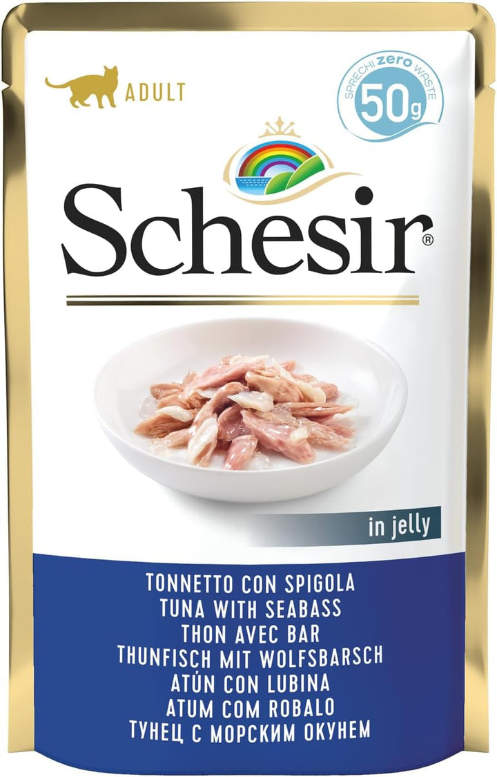 Cat Jelly Tuna With Seabass, hrană umedă pentru pisici, 30 pungi X 50 g