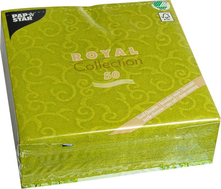 PAPSTAR 50 Șervețele ROYAL Collection 1/4-Fold 40 Cm X 40 Cm Olive Green Casali 84883 Șervețele decorative Decorațiuni de masă pentru nunți, botezuri și catering