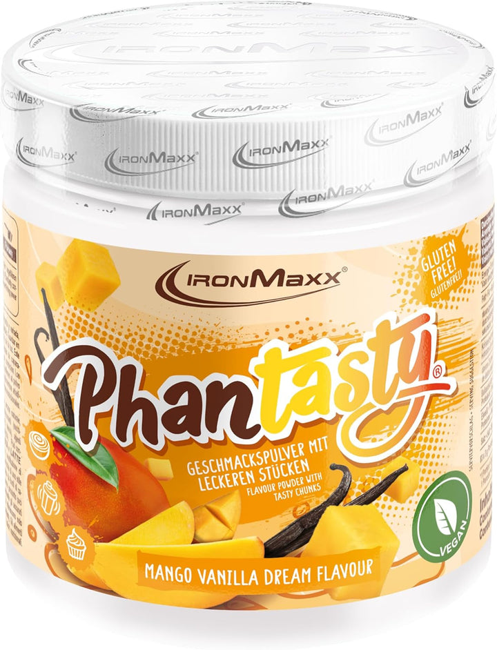 Ironmaxx Phantasty - Creamy Peach 250G Dose | Veganes Geschmackspulver Mit Echten Frucht- Oder Nussstückchen | Perfekter Zuckerersatz Indulcitori Naty Shop 250 G (1Er Pack) Mango Vanilla Dream