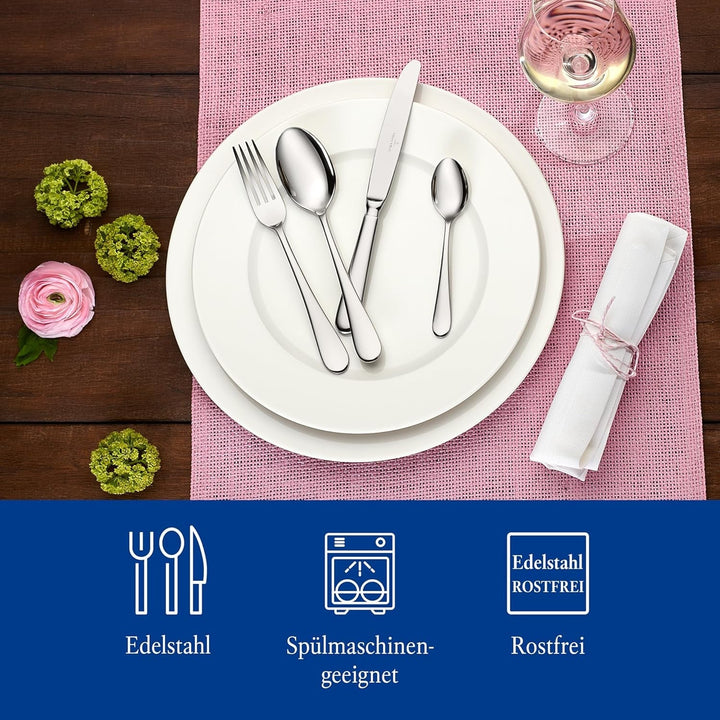 Villeroy & Boch – Oscar Tafelbesteck 24 Teilig 6 Personen, Spülmaschinenfest, Rostfrei, Besteck Set, Essbesteck, Messer Gabel Löffel Set, Cutlery Set, Besteckset Edelstahl, Edelstahl Bucatarie Naty Shop