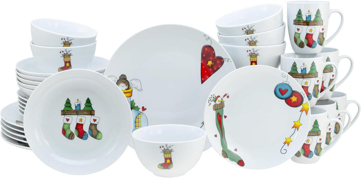 Creatable, 21845, Serie Luna Socken, 12-Teiliges Geschirrset Für 6 Personen, Tafelservice Aus Porzellan, Spülmaschinen- Und Mikrowellengeeignet, Qualitätsproduktion Seturi vesela masa Naty Shop Kombiservice 30-Tlg.