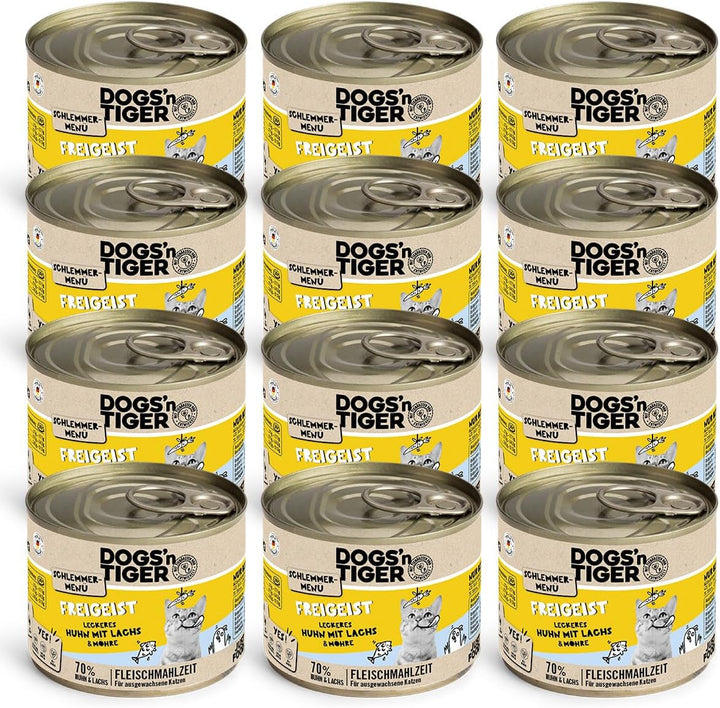 Dogs'N Tiger Gourmet Menu Glückskind, hrană umedă pentru pisoi, pui suculent și păstrăv - fără cereale, zahăr adăugat, conservanți artificiali, compatibilitate optimă, 6X400G