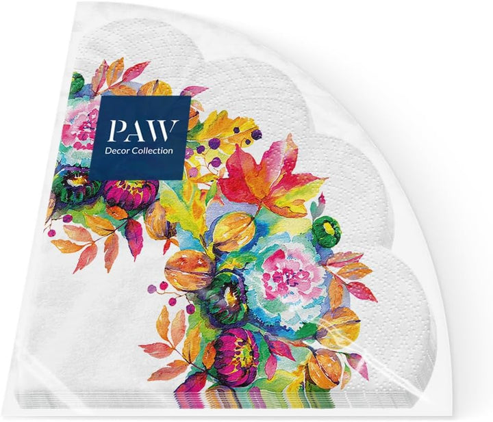 PAW - Șervețele 3 straturi (33 X 33 Cm) I 20 bucăți I Perfect pentru zile de naștere, petreceri, întâlniri I Decorațiuni de toamnă pentru masă I Șervețele de hârtie colorate - frunze de toamnă de umbrelă I Frunze de umbrelă