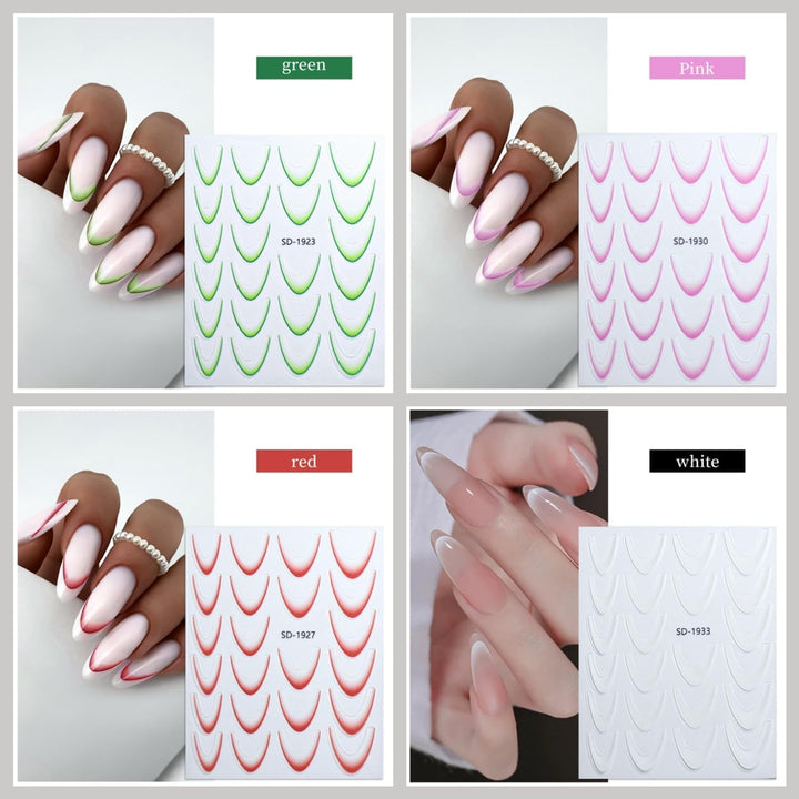 GZMAYUEN 12 culori franceze unghii autocolante 3D franceză culoare gradient unghii autocolante autoadezive unghii design unghii accesorii