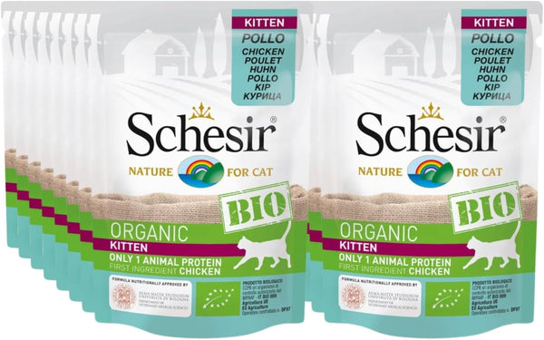 Cat Bio Kitten Monoprotein Chicken, hrană umedă pentru pisici, 16 pungi X 85 G