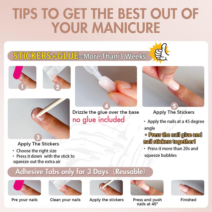 Unghii cromate autoadezive - Unghii maro cu sclipici pentru lipire, culoare migdale medii, unghii false strălucitoare, unghii artificiale pentru lipire, unghii acrilice glazurate pentru femei, 24 bucăți