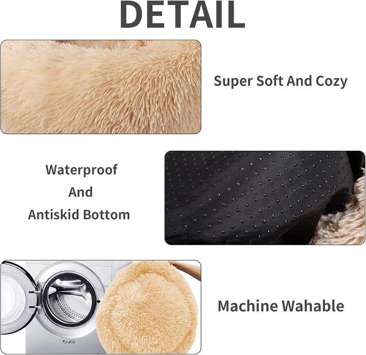 Paturi pentru pisici de interior, pat de 50 cm pentru câini mici și mari, pat rotund lavabil pentru căței și pisoi, cu fund antiderapant