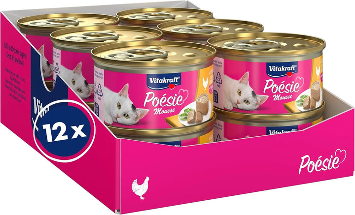 Vitakraft Poésie Mousse, hrană umedă pisică, mousse aeriană, cu carne de vită, fără zahăr adăugat și cereale (12X 85G)