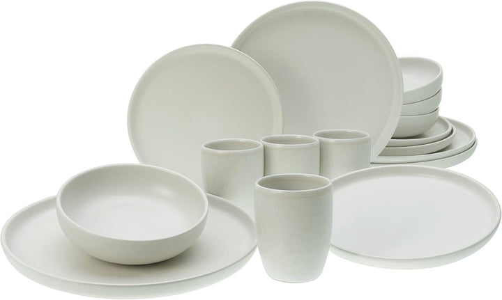Creatable, 22979, Serie Uno BLACK, 12-Teiliges Geschirrset, Teller Set Aus Steinzeug, Spülmaschinen- Und Mikrowellengeeignet, Made in Portugal Seturi vesela masa Naty Shop Offwhite Kombiservice 16 Teilig