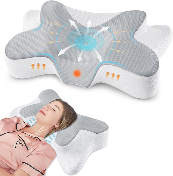 DONAMA gât pernă pernă pernă din spumă de memorie, pernă de dormit pernă de dormit lateral pentru partea din spate și stomac dormitori Perne ortopedice cervicale Naty Shop Gri 66Ã—37Ã—13Cm