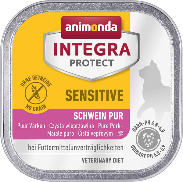 Animonda INTEGRA PROTECT Hrană umedă pentru pisici Sensitive Pure Pork (16 X 100G), recomandată de veterinari pentru alergii alimentare, hrană dietetică dezvoltată de veterinari pentru pisici adulte