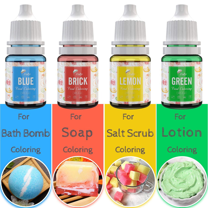 Colorant alimentar 16 culori - Coloranți alimentari lichizi pentru copt torturi, fursecuri, macaroane, fondant - Colorant alimentar vibrant pentru decorare și aerografare, gătit, săpunuri DIY - 6ml fiecare