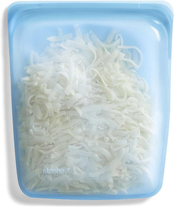 Stasher Bag Premium silicon sac reutilizabil pentru alimente, jumătate de galon, albastru, durabil, cuptor, mașină de spălat vase și congelator sigur, ecologic, sac de prânz, pentru prepararea alimentelor, 1893ml Cutii depozitare alimente Naty Shop Albastru