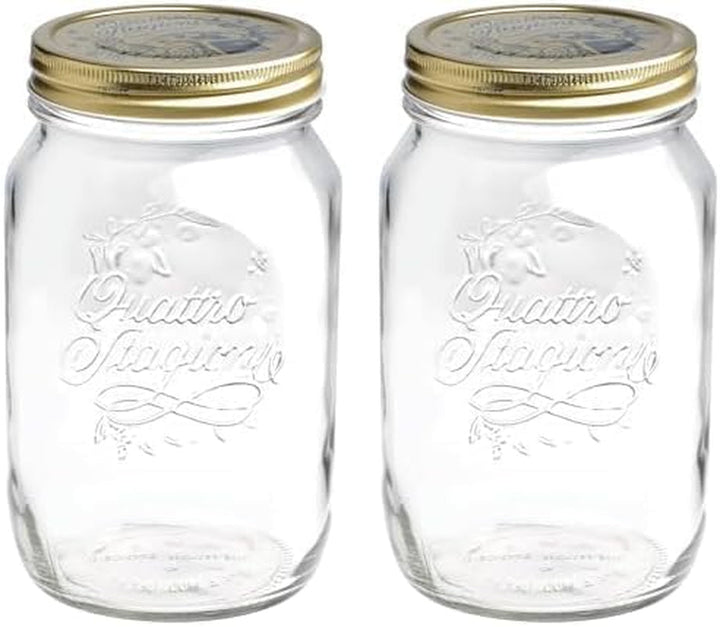 Bormioli QUATTRO STAGIONI borcan de depozitare 1 litru (pachet de 2) Cutii depozitare alimente Naty Shop 1000 Ml (pachet de 2)