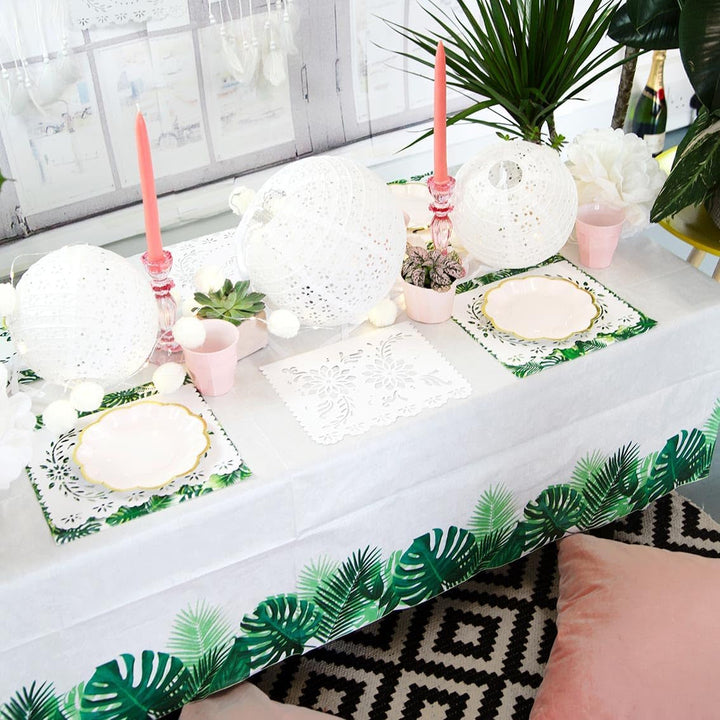 Pachet de 20 de șervețele tropicale | Șervețele de hârtie verzi cu design de frunze de palmier | Veselă de unică folosință pentru petrecerea copiilor, petrecerea Safari, junglă, dinozaur, vară, temă hawaiiană