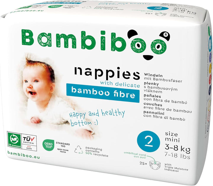 Scutece de unică folosință Bambiboo, prietenoase cu pielea și deschidere ombilicală, diverse marimi Mama si Copilul Naty Shop Scutece, marimea 2, 25 bucati