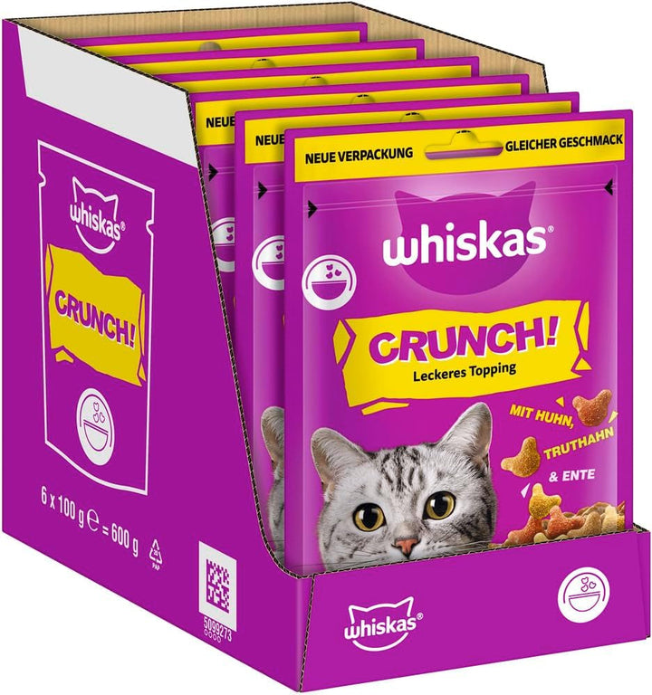 WHISKAS Anti-Hairball Cat Snacks 6 X 50G - Snacks-uri delicioase împotriva bilelor de păr pentru o blană sănătoasă