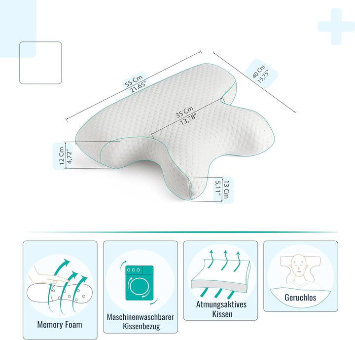 Pernă CPAP din spumă cu memorie, pentru cei care dorm lateral și cei care dorm pe spate. Pernă pentru apnee în somn. Potrivit pentru toți utilizatorii de măști CPAP. Pernă pentru susținerea gâtului. Pernă pentru gât. Perne ortopedice cervicale Naty Shop