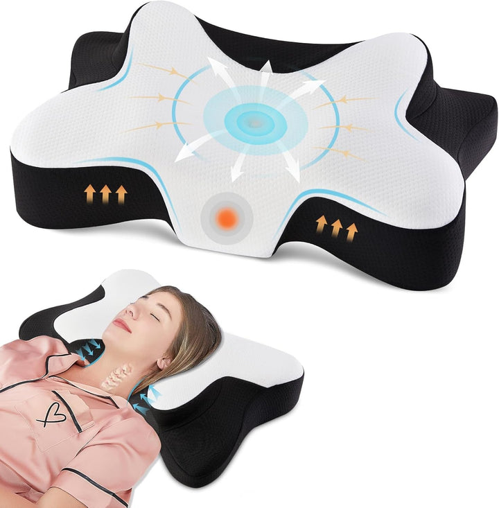 DONAMA gât pernă pernă pernă din spumă de memorie, pernă de dormit pernă de dormit lateral pentru partea din spate și stomac dormitori Perne ortopedice cervicale Naty Shop Negru 66Ã—37Ã—13Cm