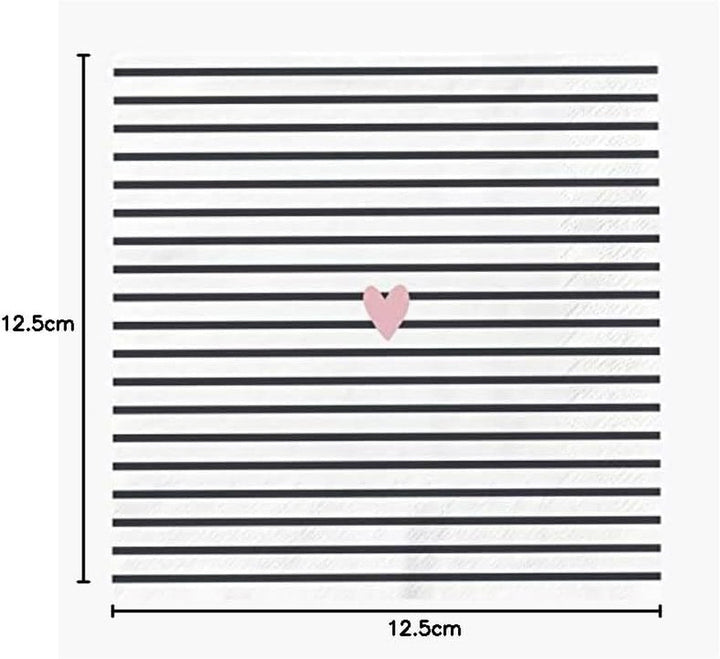 Șervețele Grafik-Werkstatt cu dicton 20 bucăți 25 cm X 25 cm Inimă albă-neagră (pachet cu 2)