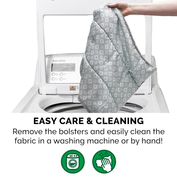 Pat pentru pisici de interior, lavabil, cu role de gât detașabile, pentru animale de companie de până la 4,1 kg – Covoraș de pluș cu imprimeu de diamant – Gri, mărimea S