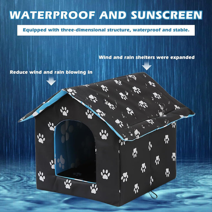 Căsuță pentru pisici în aer liber, peșteră pliabilă pentru pisici, pat pentru pisici rezistent la intemperii, casă pentru pisici în aer liber, pentru animale de companie mici (36 * 26 * 14CM, negru)