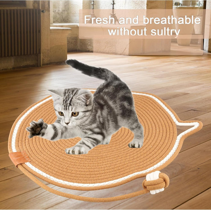 Covoraș de zgâriat pentru pisici, 43 x 43 cm, covor de zgâriat pentru pisici, frânghie naturală din bumbac, plăci de zgâriat pentru pisici, covoraș durabil pentru ușă, covoraș de zgâriat pentru podele pentru pisici, pentru uși de canapea