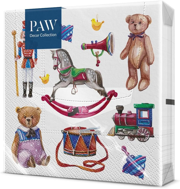 PAW - Șervețele 3 straturi (33 X 33 Cm) I 20 bucăți I Șervețele de hârtie colorate perfecte pentru masa de Crăciun I Șervețele - Crăciun, iarnă, ciulin, lampă I Bullfinch cu lampion