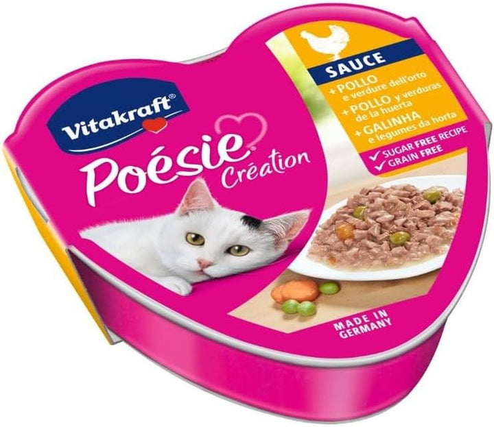 Vitakraft Poésie Creation Pasture, hrană umedă pentru pisici în sos, carne de vită și morcov, 85 G