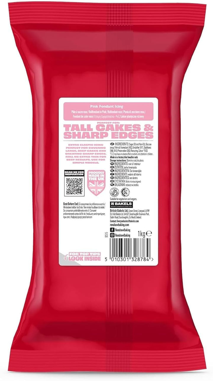 Extra Fondant Pink 1kg - Fondant extra elastic cu aromă de vanilie, perfect pentru acoperirea prăjiturilor - Pink - 1 kg Pasta de zahar Naty Shop