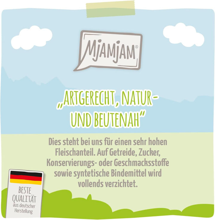 Mjamjam - Hrană umedă premium pentru pisici - Cutie delicioasă, 12 pachete (12 X 200 G), fără cereale cu extra carne