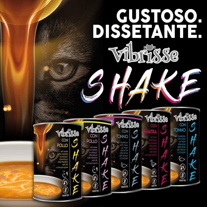 Croci Vibrisse Shake - Hrană umedă pentru pisici cu pui, hrană complementară hidratantă pentru pisici, 12X 135Gr, 1620 Ml