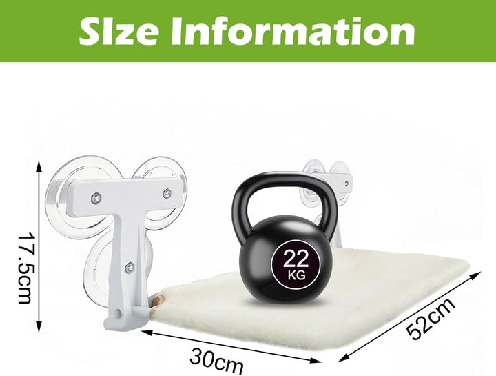 Hamac pentru pisici cu fereastră 52 x 30 cm, pat pentru pisici cu fereastră, covoraș reversibil, pat pliabil cu fereastră și ventuze stabile, până la 18 kg (bej cu puf, 52 x 30 cm)