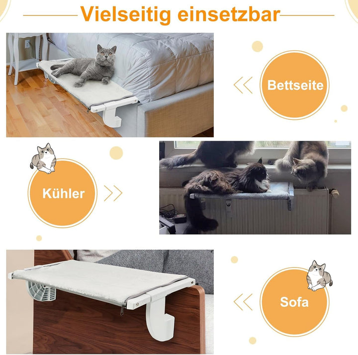 GUUSII HOME Șezlong pentru pisici, hamac pentru balcon și fereastră, pentru încălzirea radiatorului, 56 * 34,5 cm, hamac pentru pisică, șezlong pentru pisică, scaune pentru fereastră, pat pentru pisică, pervaz, șezlong pentru fereastră (S)