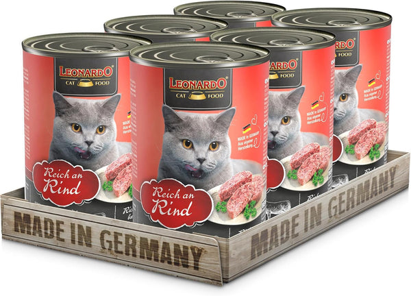 Leonardo Wet Food [6X400G Beef] | Hrană umedă fără cereale pentru pisici | Hrană umedă completă la conservă