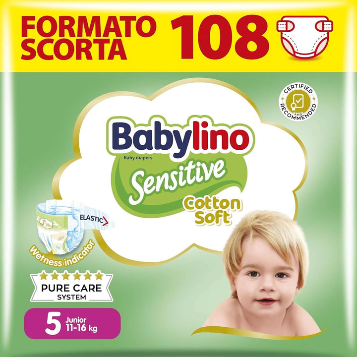 Babylino Sensitive, Scutece delicate pentru copii, diverse marimi Mama si Copilul Naty Shop Mărimea 5 (18 unități)