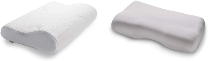 TEMPUR Original Sleeping Pillow Memory Foam, Pernă ergonomică de susținere a gâtului pentru cei care dorm lateral și pe spate, Fermă, M (50 X 31 X 10/7 Cm), Alb Perne ortopedice cervicale Naty Shop Pachet cu față de pernă, platină Jr (40 X 26 X 7/4 Cm)