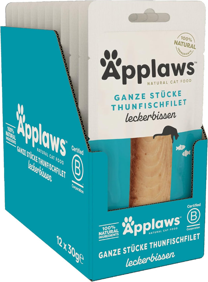 Applaws Natural Cat Treats, Snack pentru pisici cu lob întreg de ton, pungă de 30G (pachet cu 12 pungi)