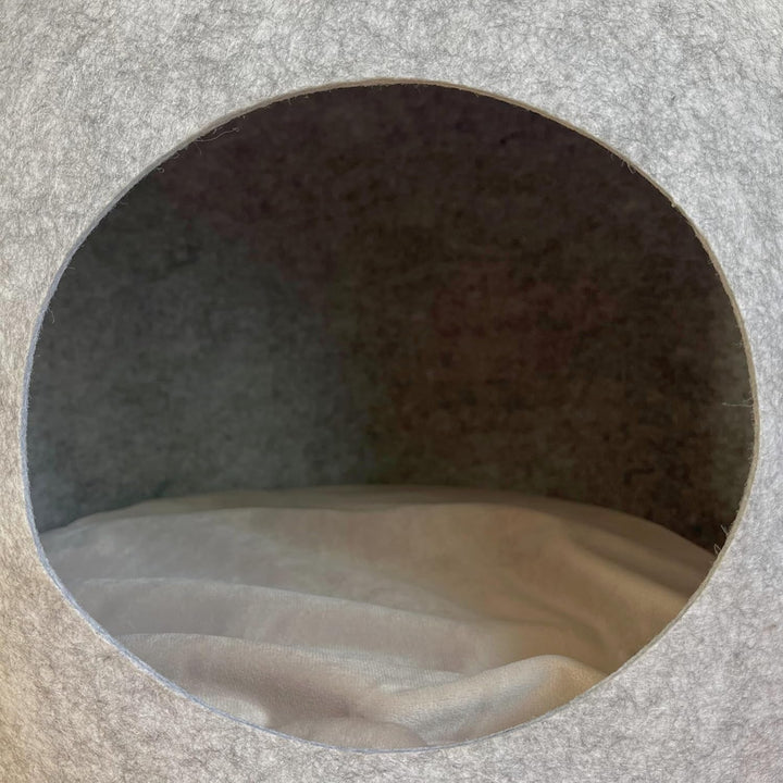 EL ÁTICO PETS Peșteră pentru pisici din fetru. Pat pentru pisici. Pat de odihnă. Pat pentru pisici. Peșteră și pernă pentru pisici incluse. Căsuță pentru pisici. Peșteră de relaxare pentru pisici. Iglu pentru pisici. Căsuță pentru pisici (Gri, Mare)